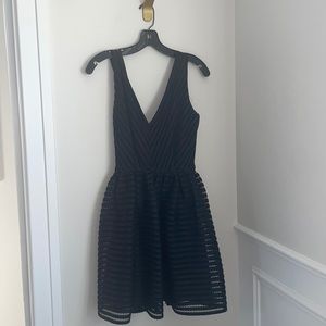 Saks Fifth Avenue Black Peplum Textured Dress - S